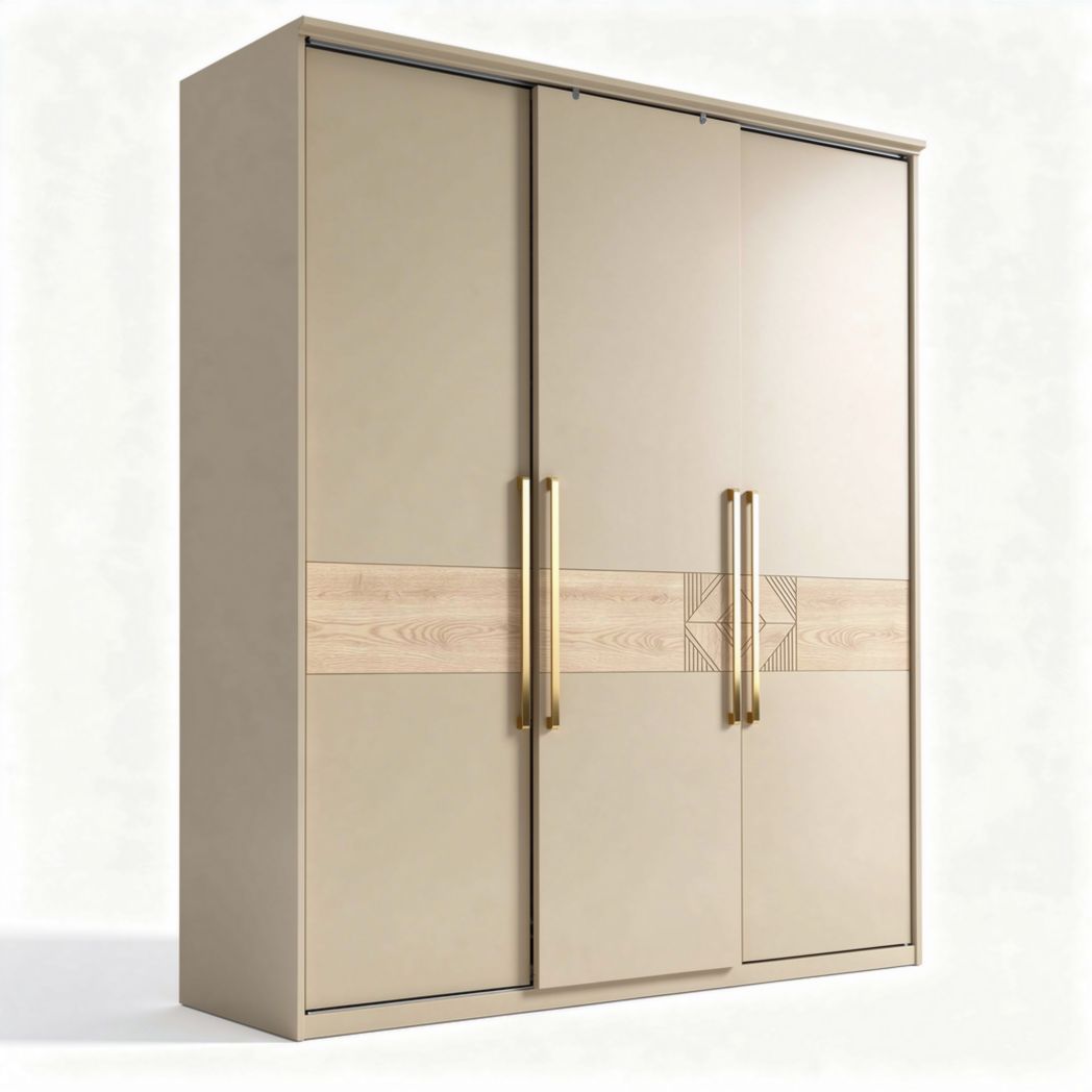 Armoire moderne en bois et MDF couleur beige 160 x 45 x 210cm