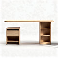 Bureau en bois clair 160 x 70 x 75cm avec rangement intégré et tiroir