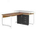 Bureau en bois et métal avec rangement de 150 x 75 x 75cm couleur chêne et noir