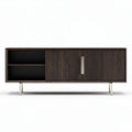 Meuble TV en bois foncé avec portes battantes 150 x 40 x 50cm