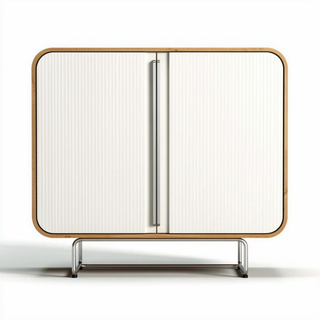 Meuble de rangement en bois et métal blanc 80 x 40 x 70 cm