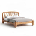 Lit en bois naturel avec structure en bouleau et linge de lit 200 x 160 x 40cm