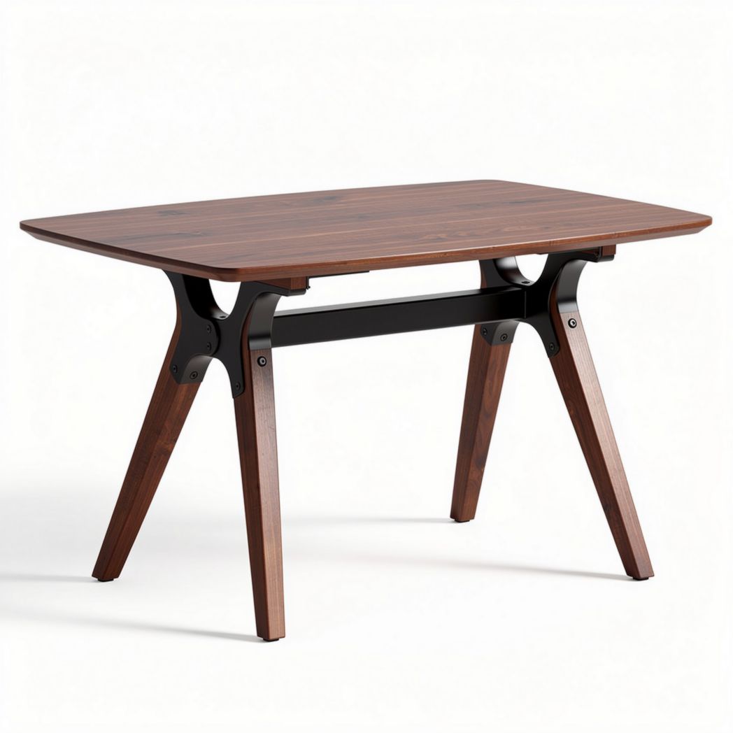 Table rectangulaire en bois et métal 120 x 80 x 75cm pour salle à manger