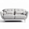 Canapé deux places en tissu gris 180 x 90 x 85 cm avec coussins assortis
