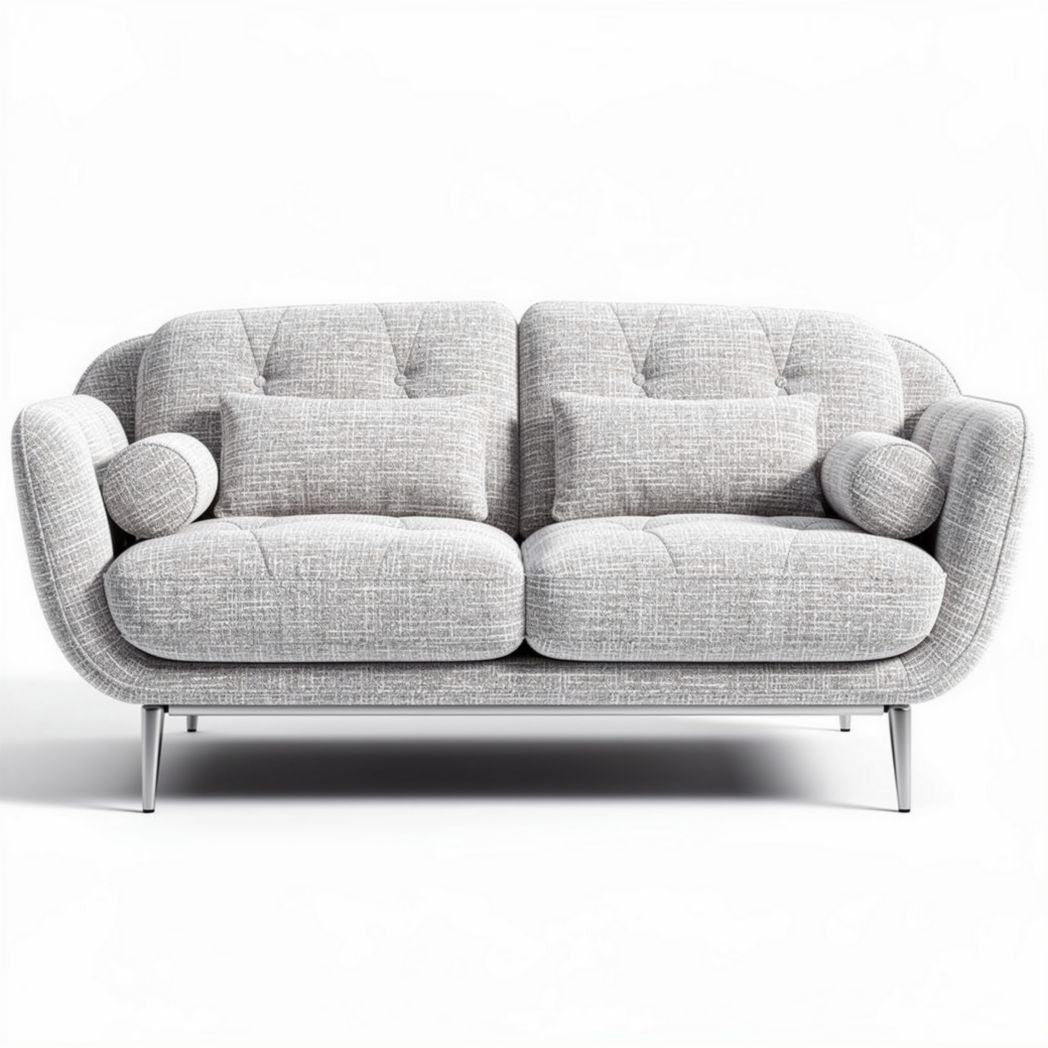 Canapé deux places en tissu gris 180 x 90 x 85 cm avec coussins assortis
