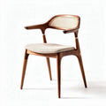 Chaise en bois avec assise en tissu beige et dossier en cannage 48 x 54 x 78cm